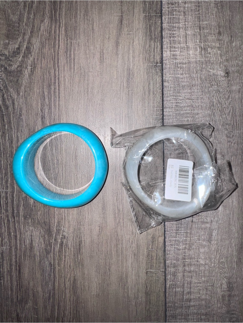 Turquoise and White Acrylic Geometric Chunky Cuff Bangle Bracelet
